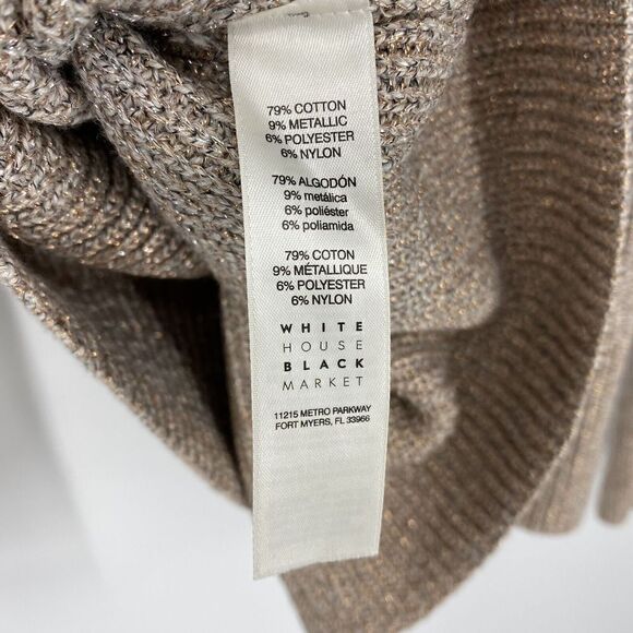 WHBM Sweater Size Medium Womens Silver Pink Long Sleeve Cowl Neck Ombre Shimmer - Picture 6 of 8